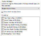 Public holidays for England and Wales