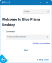Blue Prism Desktop Welcome > Connection screen
