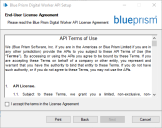 Digital Worker API installation license agreement screen