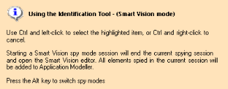 using the identification tool smart vision mode