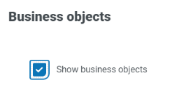 Show business objects check box