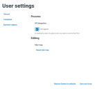 User settings general tab