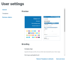 User settings Templates tab