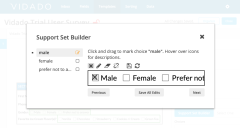 This image shows the Support Set Builder modal