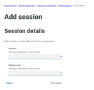 Overview of the Add session page